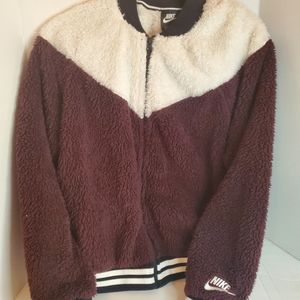 Nike Burgundy and Cream Fleece Jacket